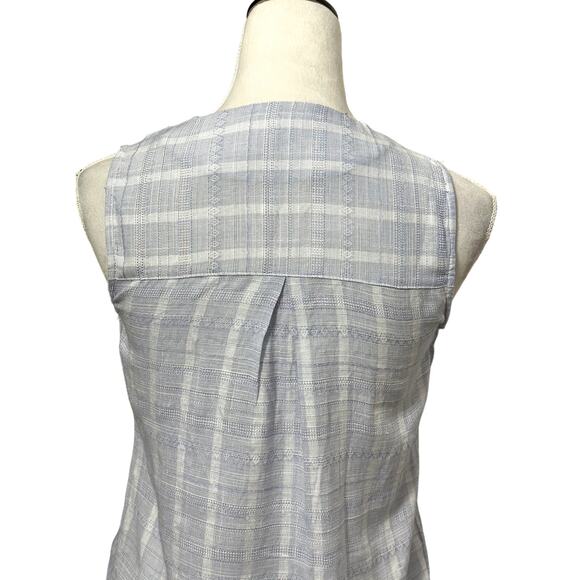Harper Draped Blouse High-Low Hemline Stripe Pattern Sleeveless Blue/White XXS - Picture 5 of 8